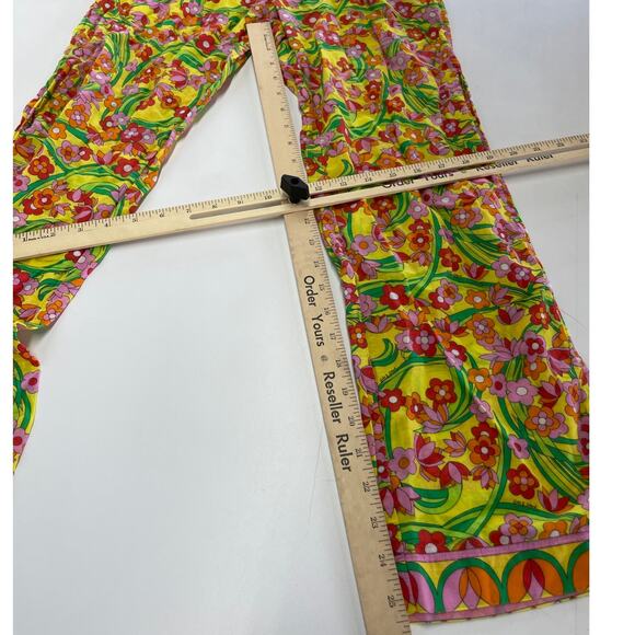 Solid & Striped Pants Womens X Small Yellow Floral Avril Ankle Cotton - Picture 9 of 10